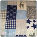 weiß-grau-blau-hellblauer Patchwork, Baumwollstoff 